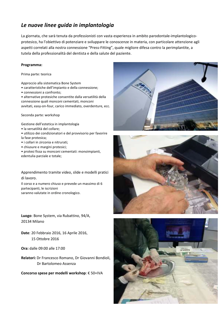 Le nuove linee guida in implantologia · 2016
